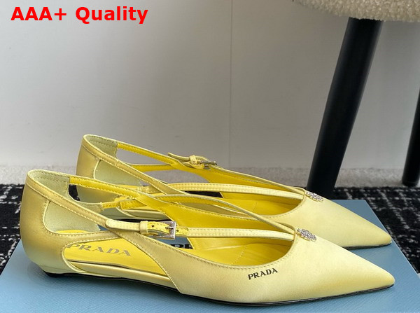 Prada Satin Cut Out Pumps in Lemon Yellow 1I740N Replica