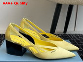 Prada Satin Cut Out Pumps in Lemon Yellow 1I741N Replica