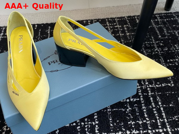 Prada Satin Cut Out Pumps in Lemon Yellow 1I741N Replica