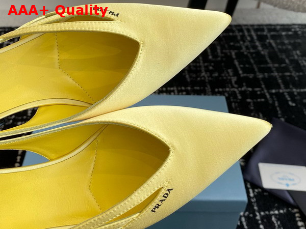 Prada Satin Cut Out Pumps in Lemon Yellow 1I741N Replica