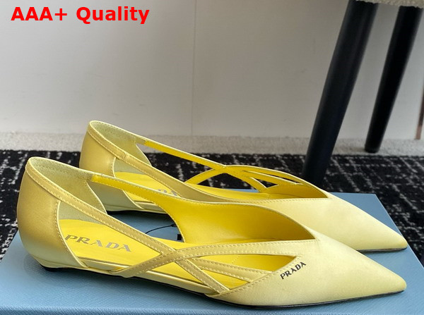 Prada Satin Cut Out Pumps in Lemon Yellow 1I741N Replica