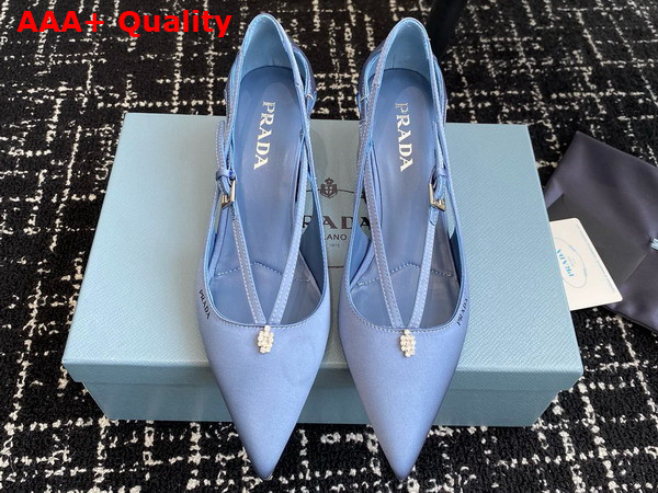 Prada Satin Cut Out Pumps in Light Blue 1I740N Replica