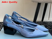 Prada Satin Cut Out Pumps in Light Blue 1I740N Replica