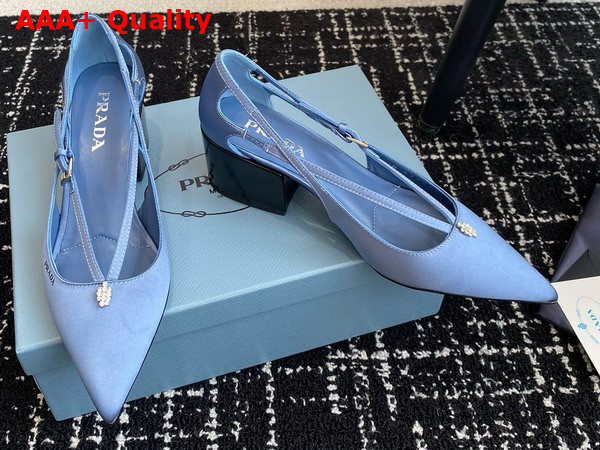 Prada Satin Cut Out Pumps in Light Blue 1I740N Replica