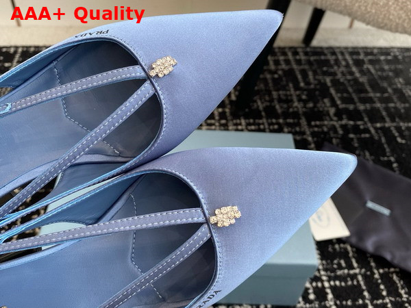 Prada Satin Cut Out Pumps in Light Blue 1I740N Replica