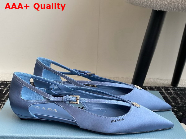 Prada Satin Cut Out Pumps in Light Blue 1I740N Replica