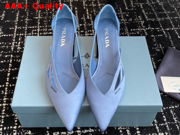 Prada Satin Cut Out Pumps in Light Blue 1I741N Replica