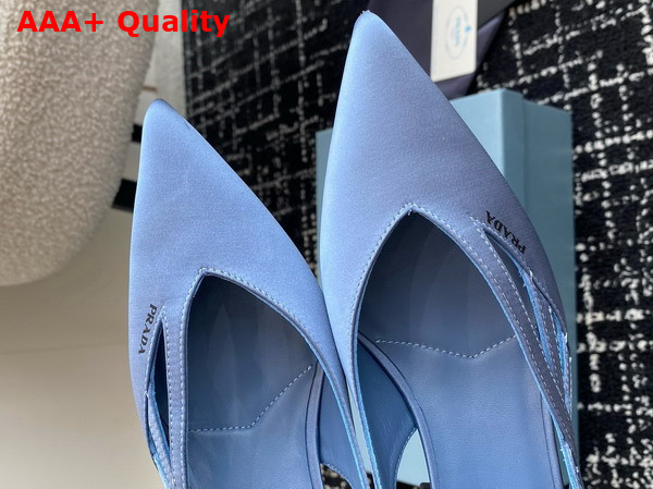 Prada Satin Cut Out Pumps in Light Blue 1I741N Replica