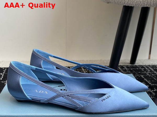 Prada Satin Cut Out Pumps in Light Blue 1I741N Replica