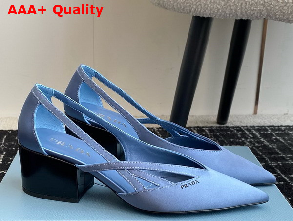 Prada Satin Cut Out Pumps in Light Blue 1I741N Replica