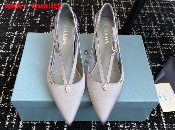 Prada Satin Cut Out Pumps in Slate Gray 1I740N Replica