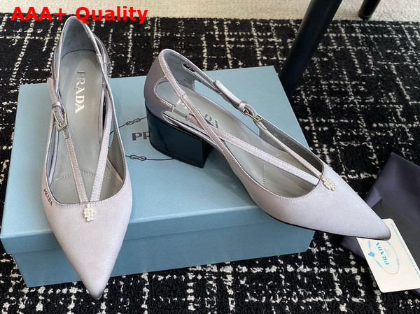 Prada Satin Cut Out Pumps in Slate Gray 1I740N Replica