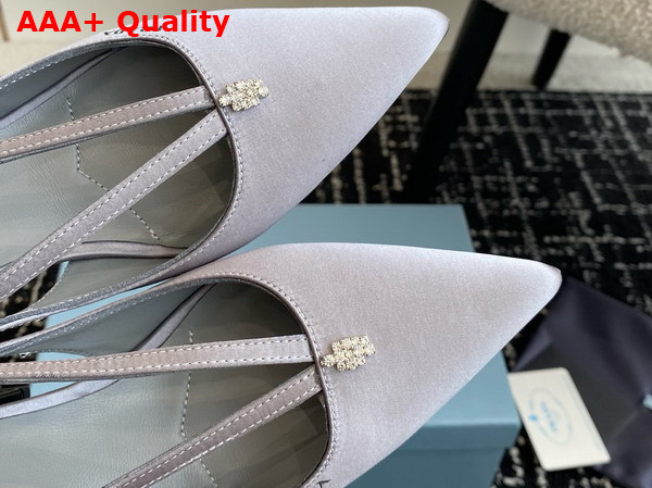 Prada Satin Cut Out Pumps in Slate Gray 1I740N Replica