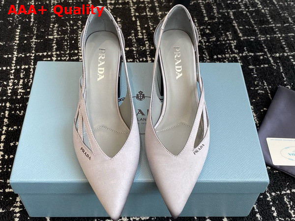 Prada Satin Cut Out Pumps in Slate Gray 1I741N Replica