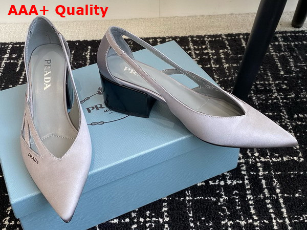 Prada Satin Cut Out Pumps in Slate Gray 1I741N Replica