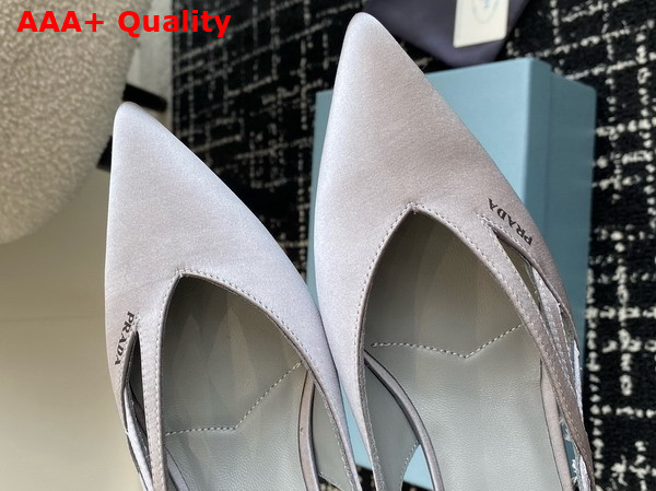 Prada Satin Cut Out Pumps in Slate Gray 1I741N Replica