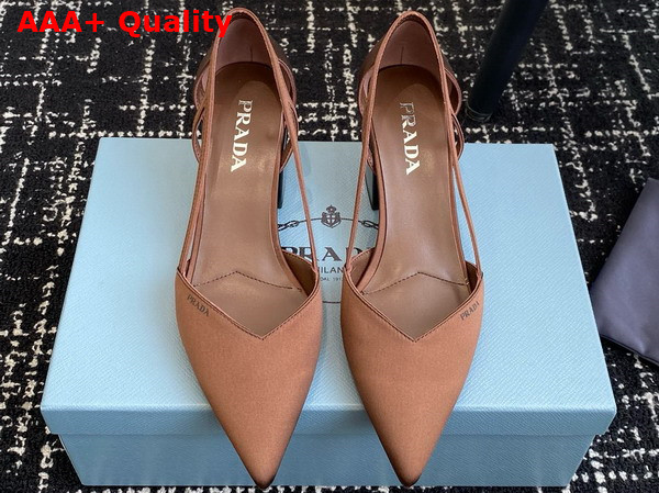 Prada Satin Cut Out Pumps in Tobacco 1I736N Replica