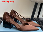 Prada Satin Cut Out Pumps in Tobacco 1I736N Replica