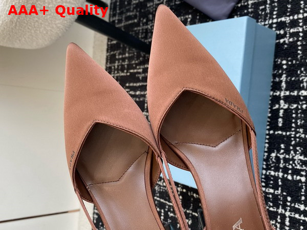 Prada Satin Cut Out Pumps in Tobacco 1I736N Replica