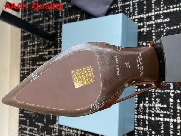 Prada Satin Cut Out Pumps in Tobacco 1I736N Replica