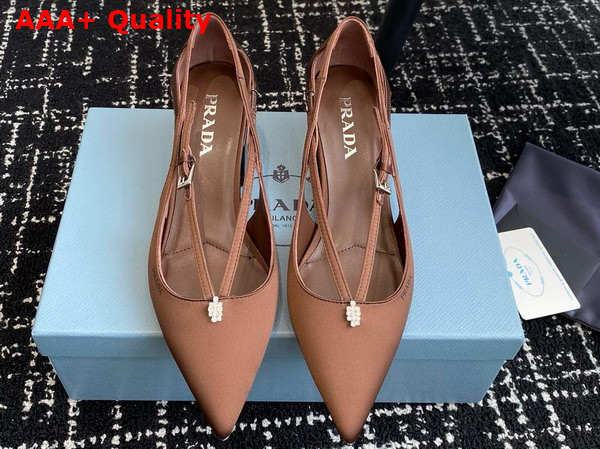 Prada Satin Cut Out Pumps in Tobacco 1I740N Replica