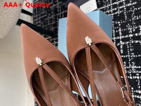 Prada Satin Cut Out Pumps in Tobacco 1I740N Replica