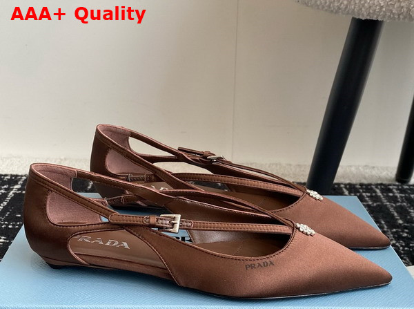 Prada Satin Cut Out Pumps in Tobacco 1I740N Replica