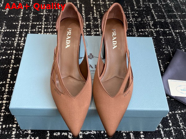 Prada Satin Cut Out Pumps in Tobacco 1I741N Replica