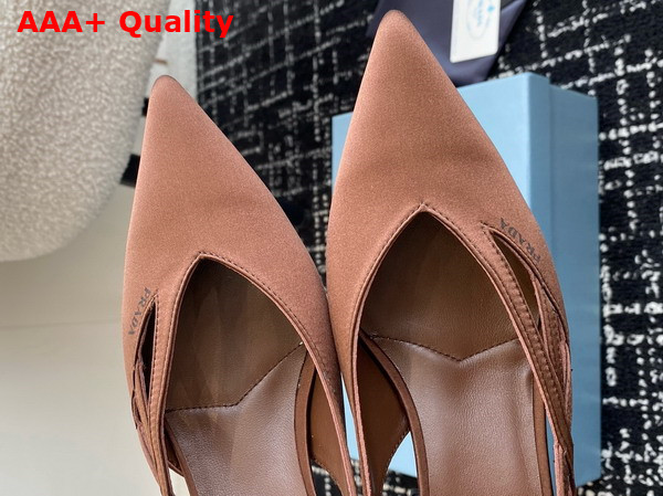 Prada Satin Cut Out Pumps in Tobacco 1I741N Replica