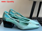 Prada Satin Cut Out Pumps in Turquoise 1I740N Replica