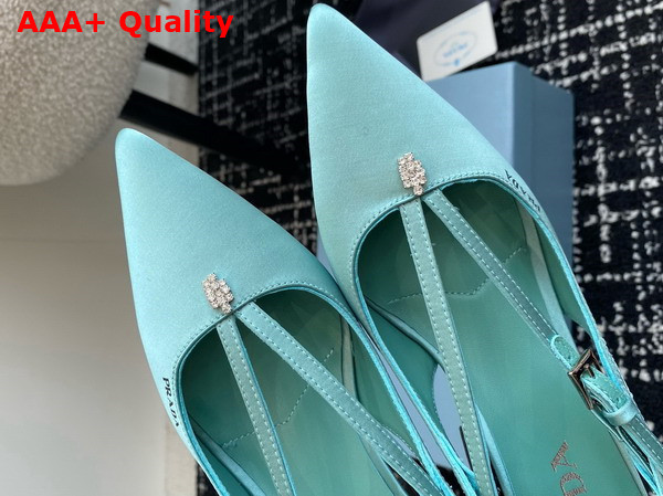 Prada Satin Cut Out Pumps in Turquoise 1I740N Replica