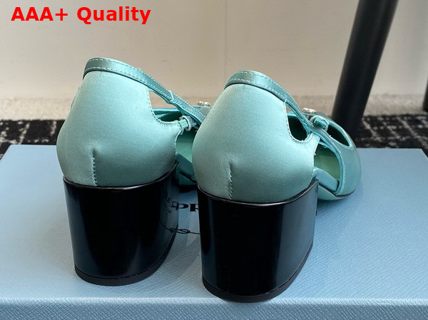 Prada Satin Cut Out Pumps in Turquoise 1I740N Replica