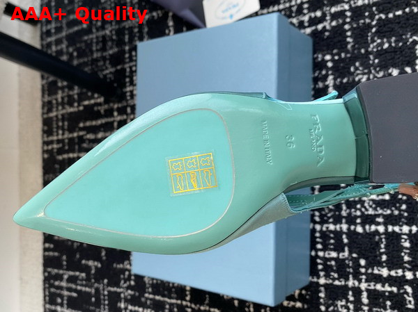 Prada Satin Cut Out Pumps in Turquoise 1I740N Replica