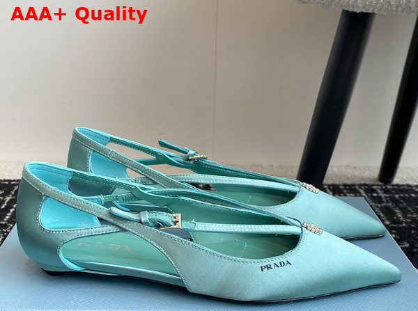 Prada Satin Cut Out Pumps in Turquoise 1I740N Replica