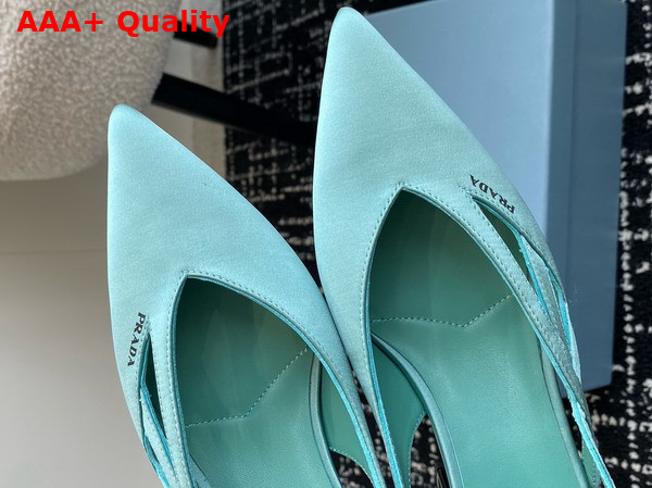 Prada Satin Cut Out Pumps in Turquoise 1I741N Replica