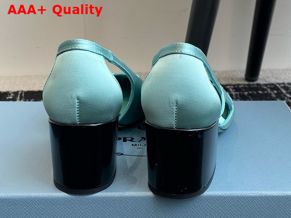 Prada Satin Cut Out Pumps in Turquoise 1I741N Replica