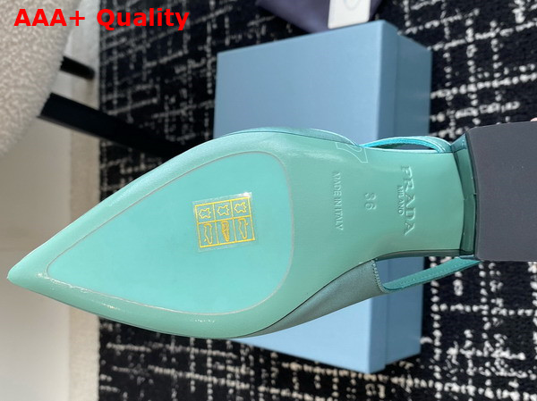 Prada Satin Cut Out Pumps in Turquoise 1I741N Replica