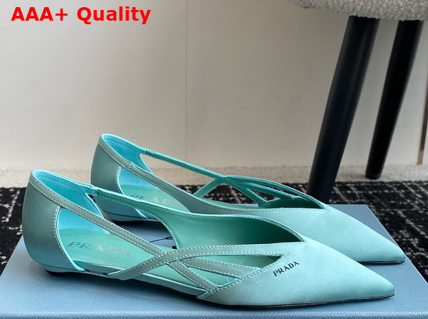 Prada Satin Cut Out Pumps in Turquoise 1I741N Replica