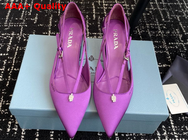 Prada Satin Cut Out Pumps in Violet 1I740N Replica