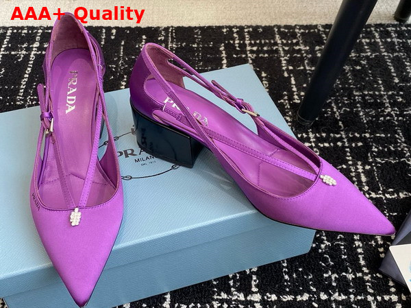 Prada Satin Cut Out Pumps in Violet 1I740N Replica