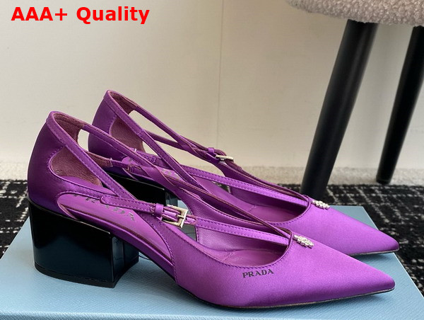 Prada Satin Cut Out Pumps in Violet 1I740N Replica