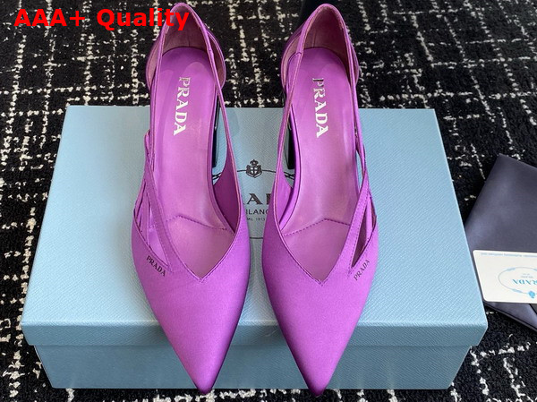 Prada Satin Cut Out Pumps in Violet 1I741N Replica