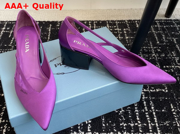 Prada Satin Cut Out Pumps in Violet 1I741N Replica