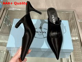 Prada Satin High Heeled Mules in Black 1I483N Replica