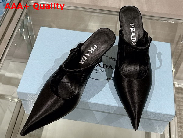 Prada Satin High Heeled Mules in Black 1I483N Replica