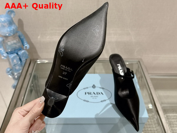 Prada Satin High Heeled Mules in Black 1I483N Replica