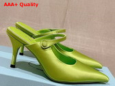 Prada Satin High Heeled Mules in Fern Green 1I483N Replica