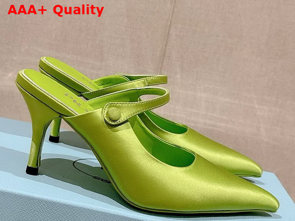 Prada Satin High Heeled Mules in Fern Green 1I483N Replica