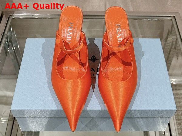 Prada Satin High Heeled Mules in Orange 1I483N Replica