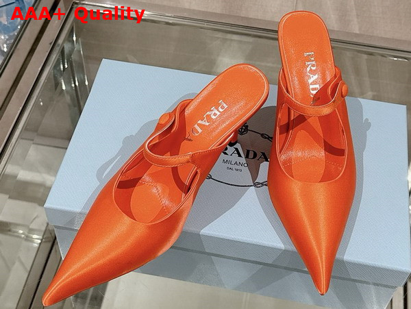 Prada Satin High Heeled Mules in Orange 1I483N Replica